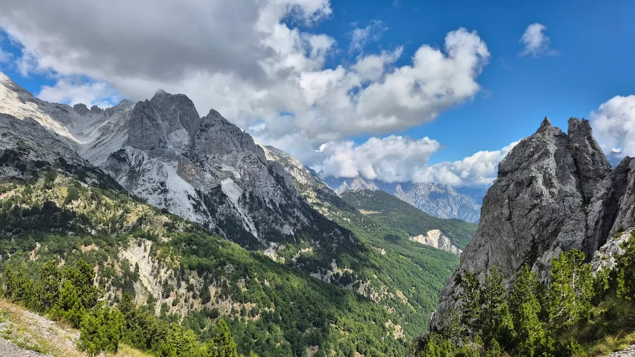 The rugged peaks of the Albanian Alps in the Koman ferry region of northern Albania