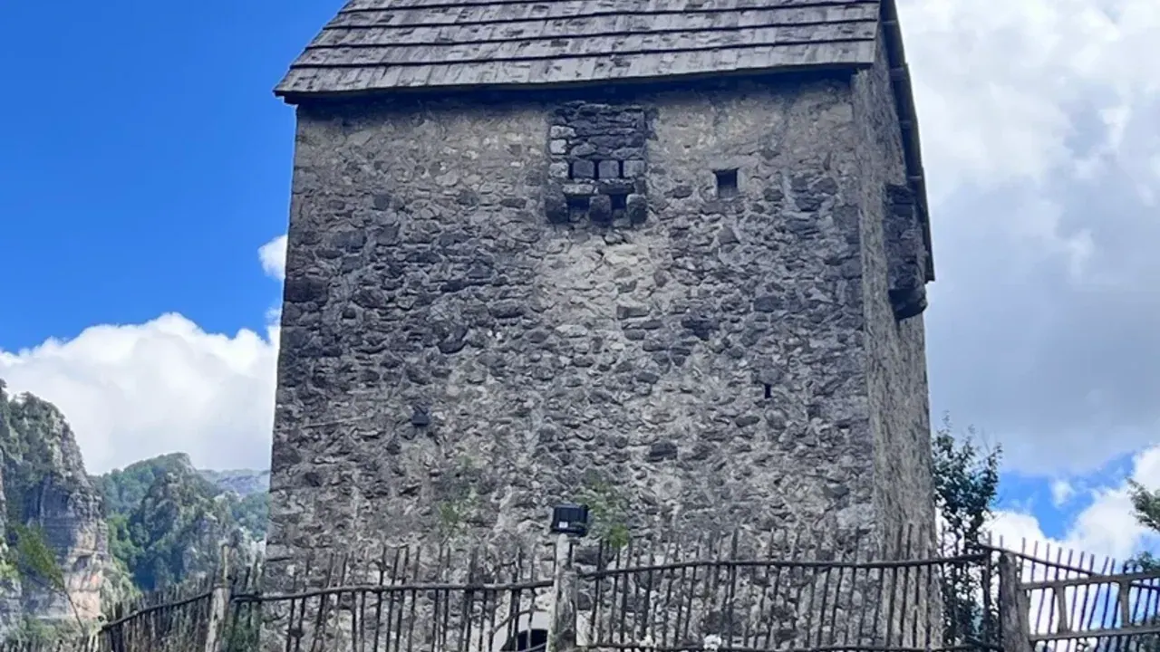 A traditional stone tower (kulla) in Theth, emblem of highland Kanun custom